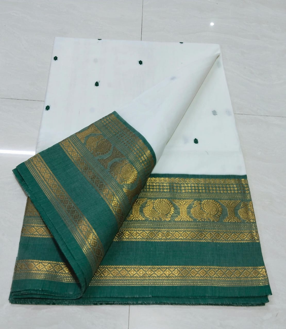 Kanchipuram Fancy Cotton Saree With Running Blouse