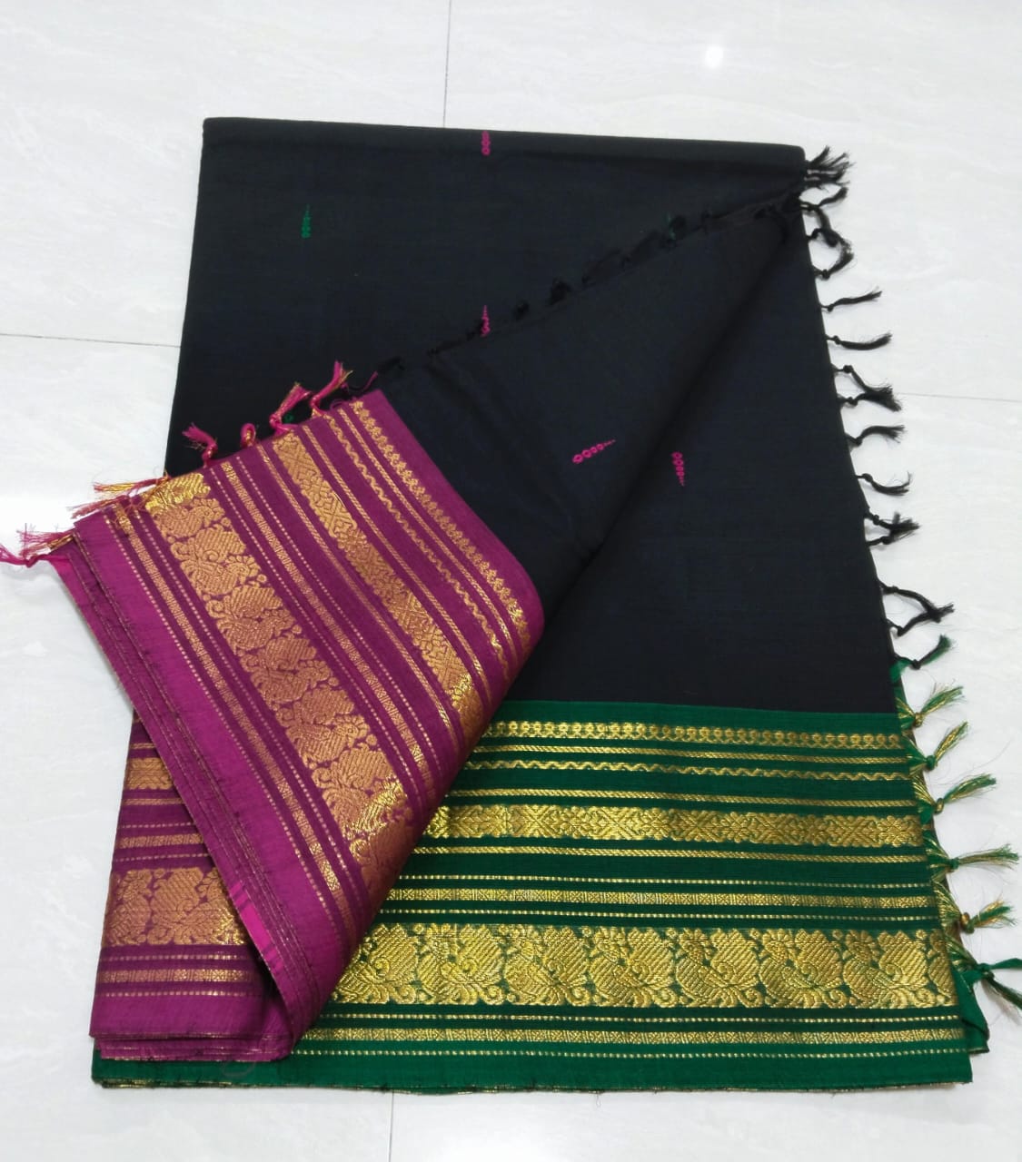 Kanchipuram Fancy Cotton Saree With Running Blouse
