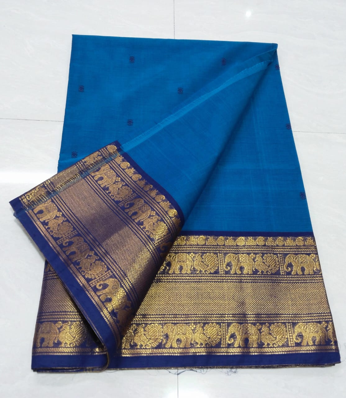 Kanchipuram Fancy Cotton Saree With Running Blouse