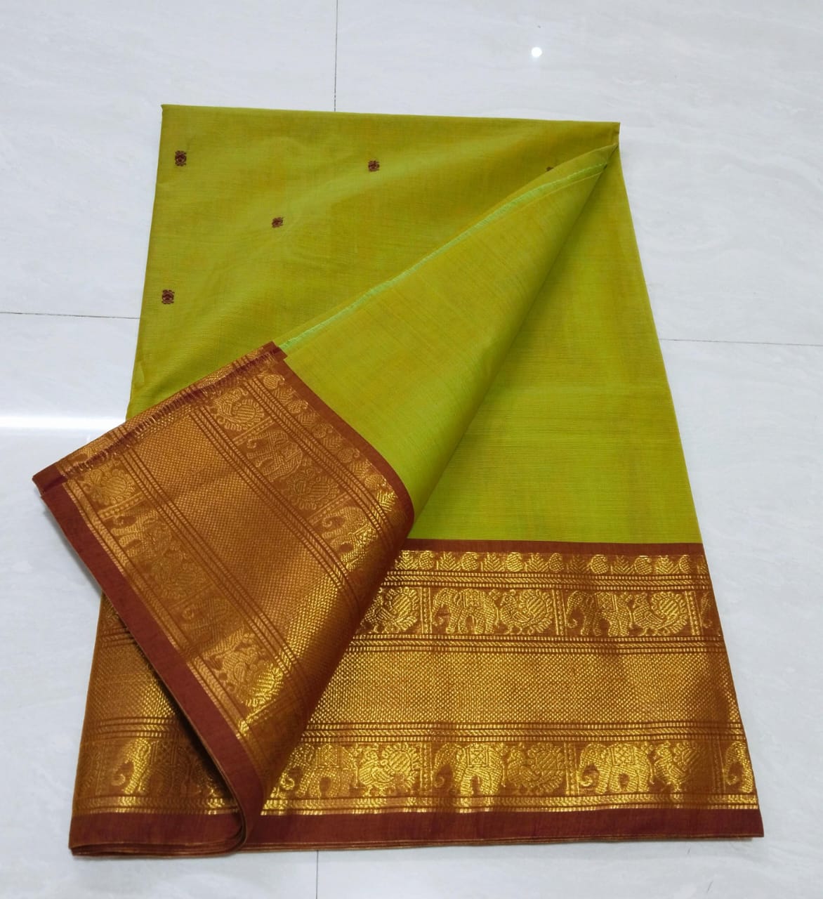 Kanchipuram Fancy Cotton Saree With Running Blouse