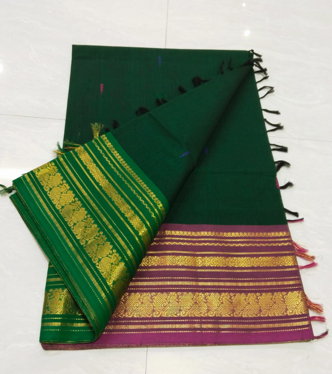 Kanchipuram Fancy Cotton Saree With Running Blouse