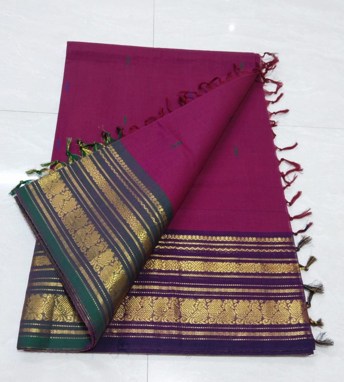 Kanchipuram Fancy Cotton Saree With Running Blouse