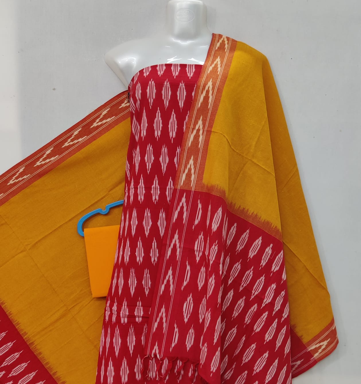 Pochampally Ikat Cotton Dress Material-3pcs set