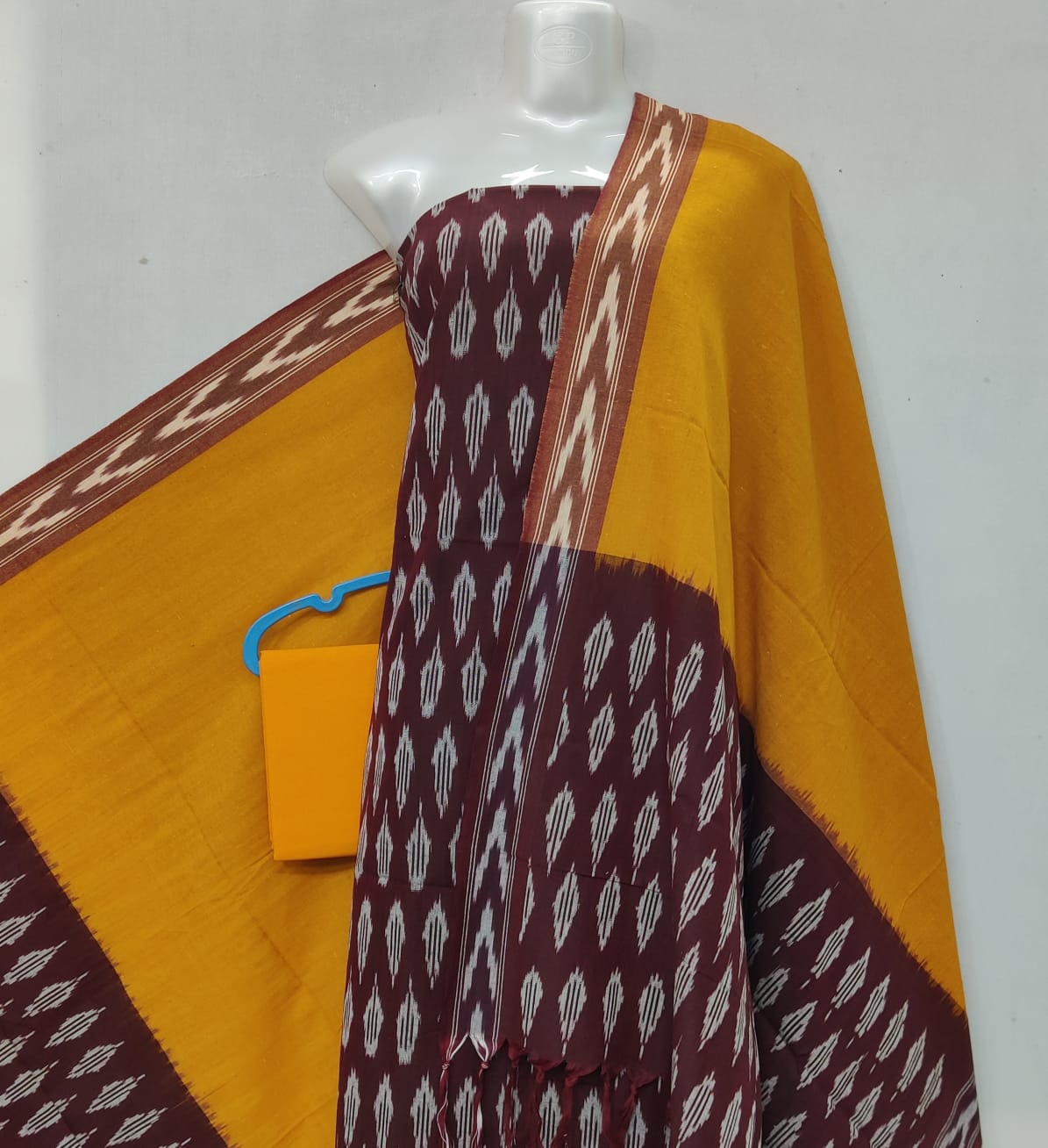 Pochampally Ikat Cotton Dress Material-3pcs set