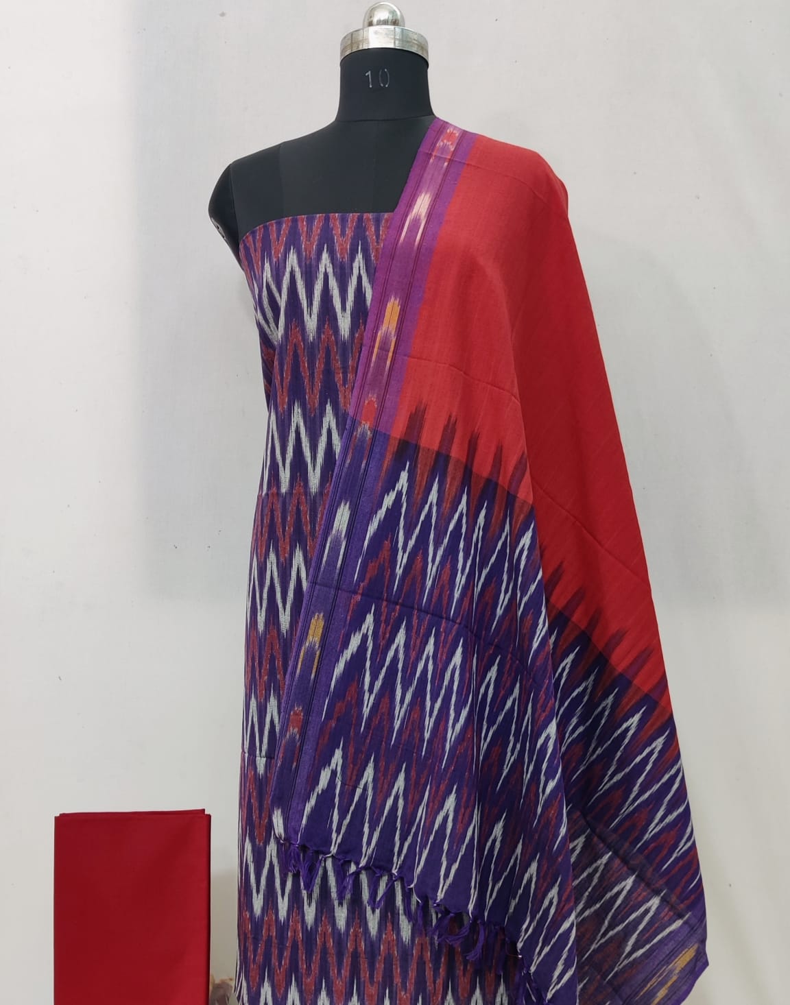 Pochampally Ikat Cotton Dress Material-3pcs set