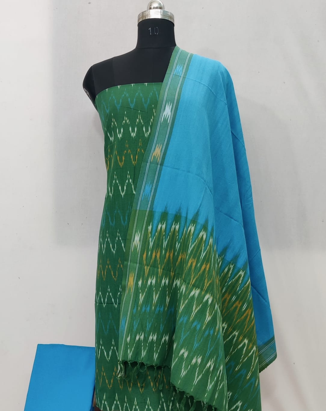 Pochampally Ikat Cotton Dress Material-3pcs set