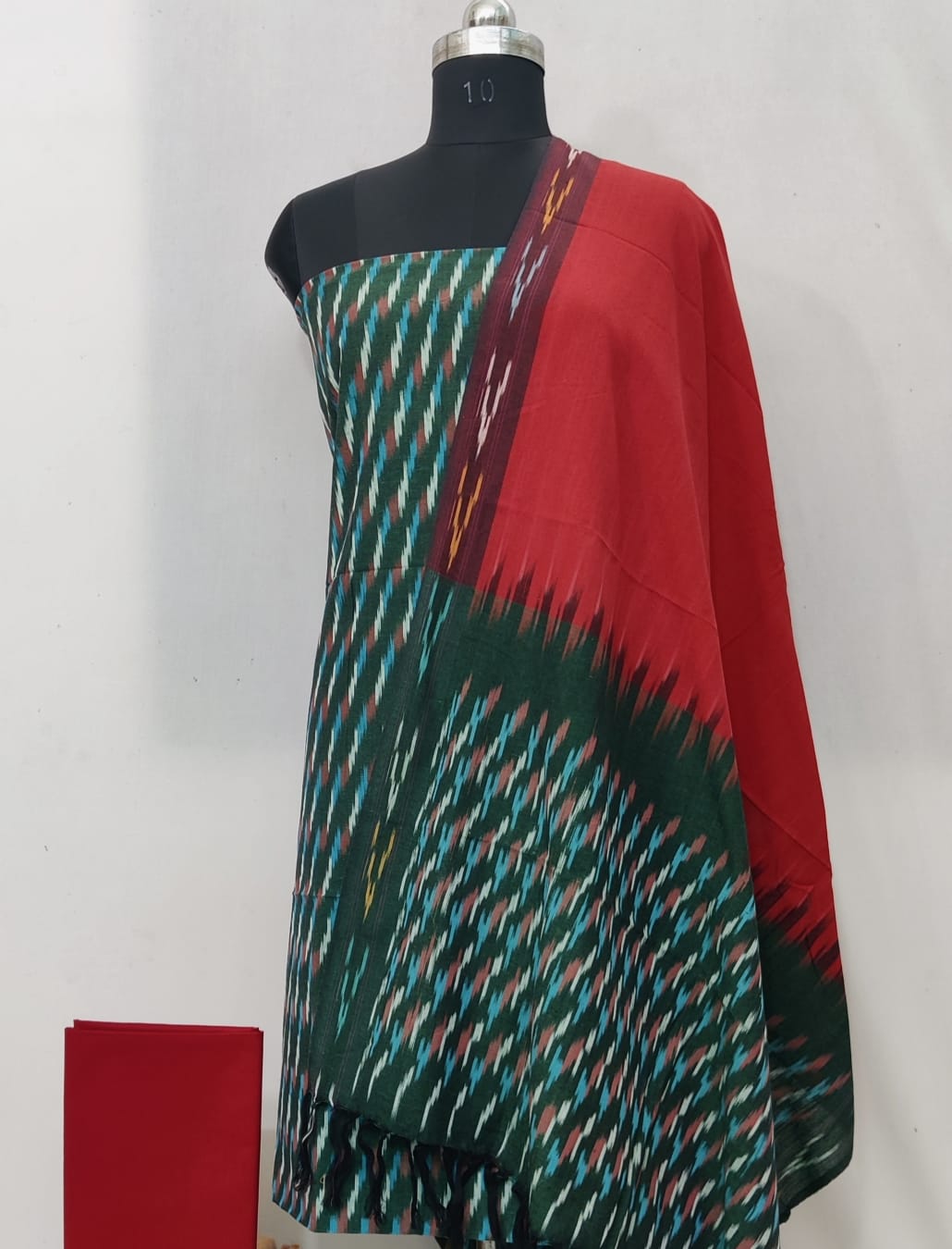 Pochampally Ikat Cotton Dress Material-3pcs set