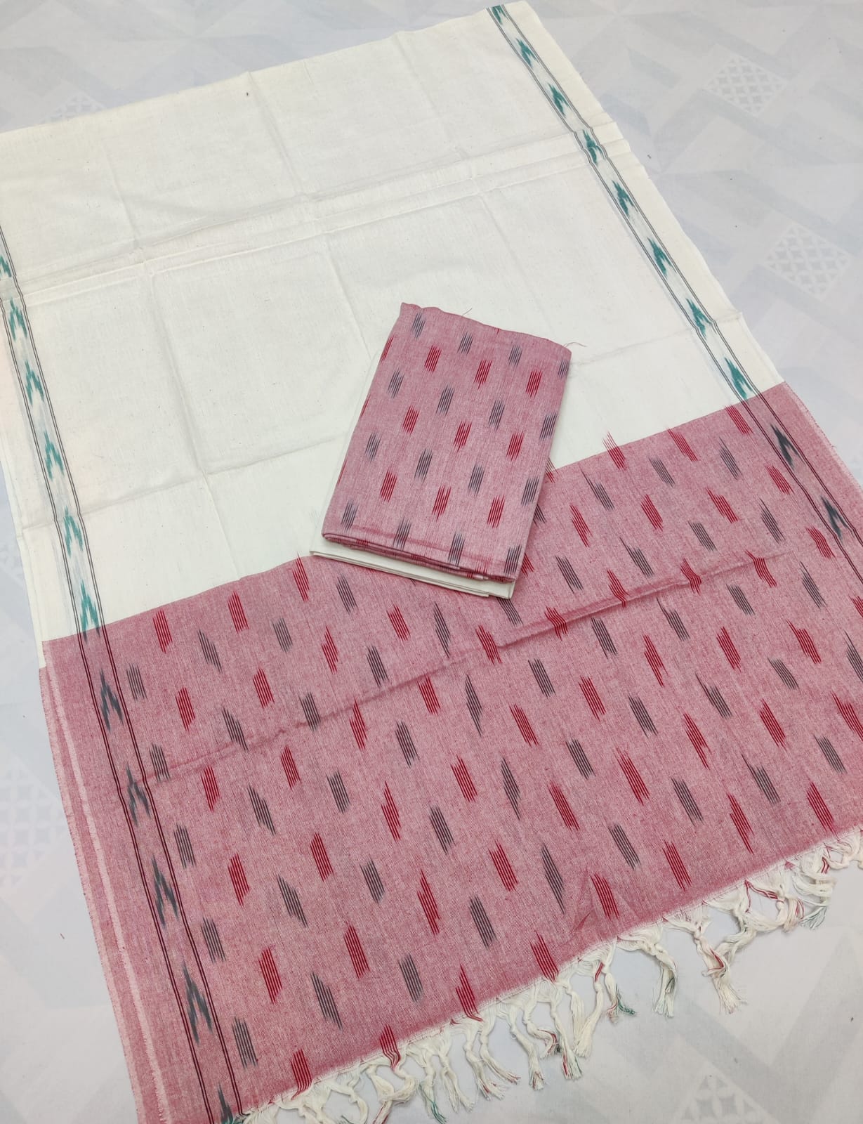Pochampally Ikat Cotton Dress Material-3pcs set