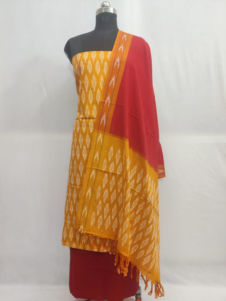 Pochampally Ikat Cotton Dress Material-3pcs set