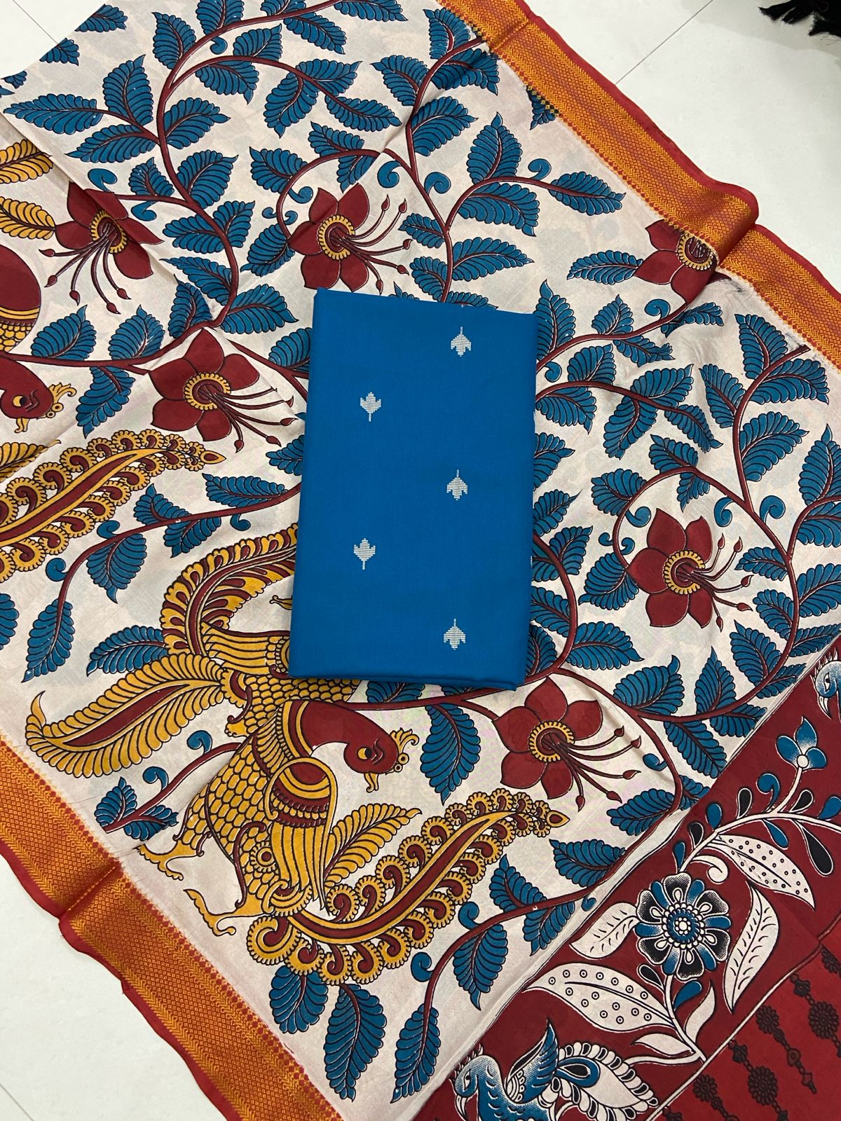 Ikat Kalamkari Dress Material Without Bottom-2pcs set