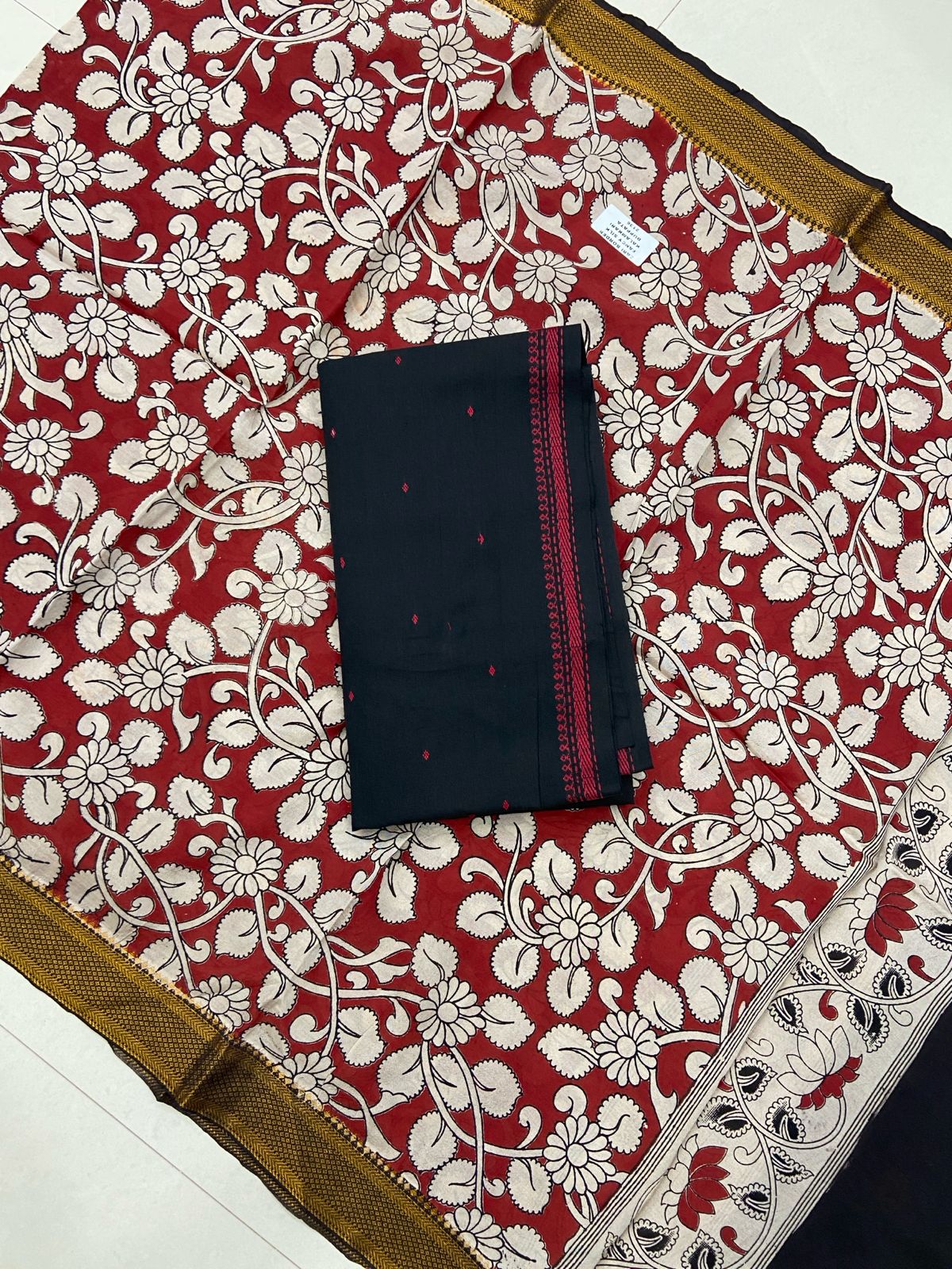 Ikat Kalamkari Dress Material Without Bottom-2pcs set