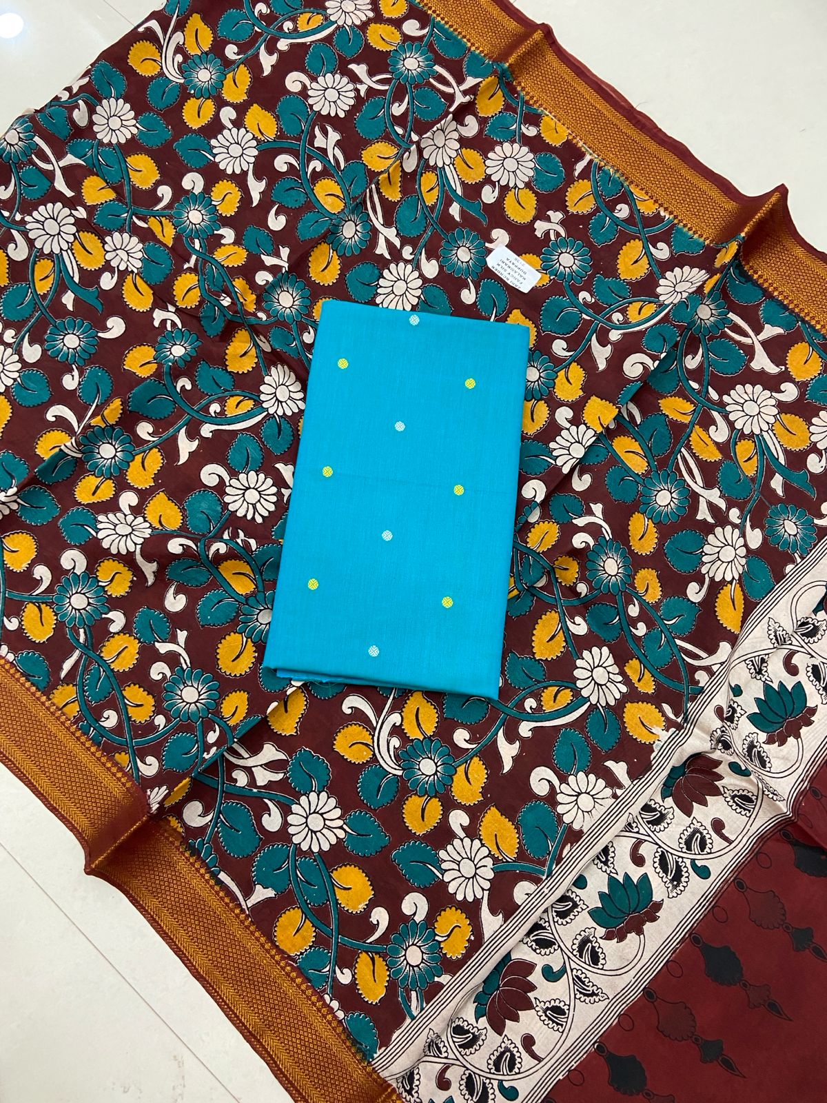 Ikat Kalamkari Dress Material Without Bottom-2pcs set