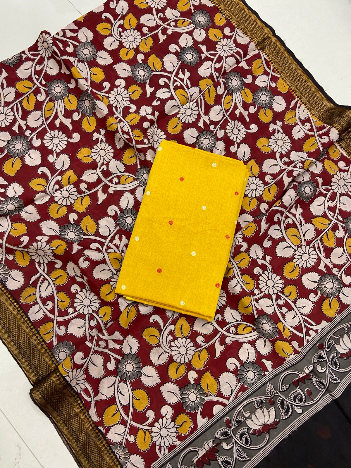 Ikat Kalamkari Dress Material Without Bottom-2pcs set