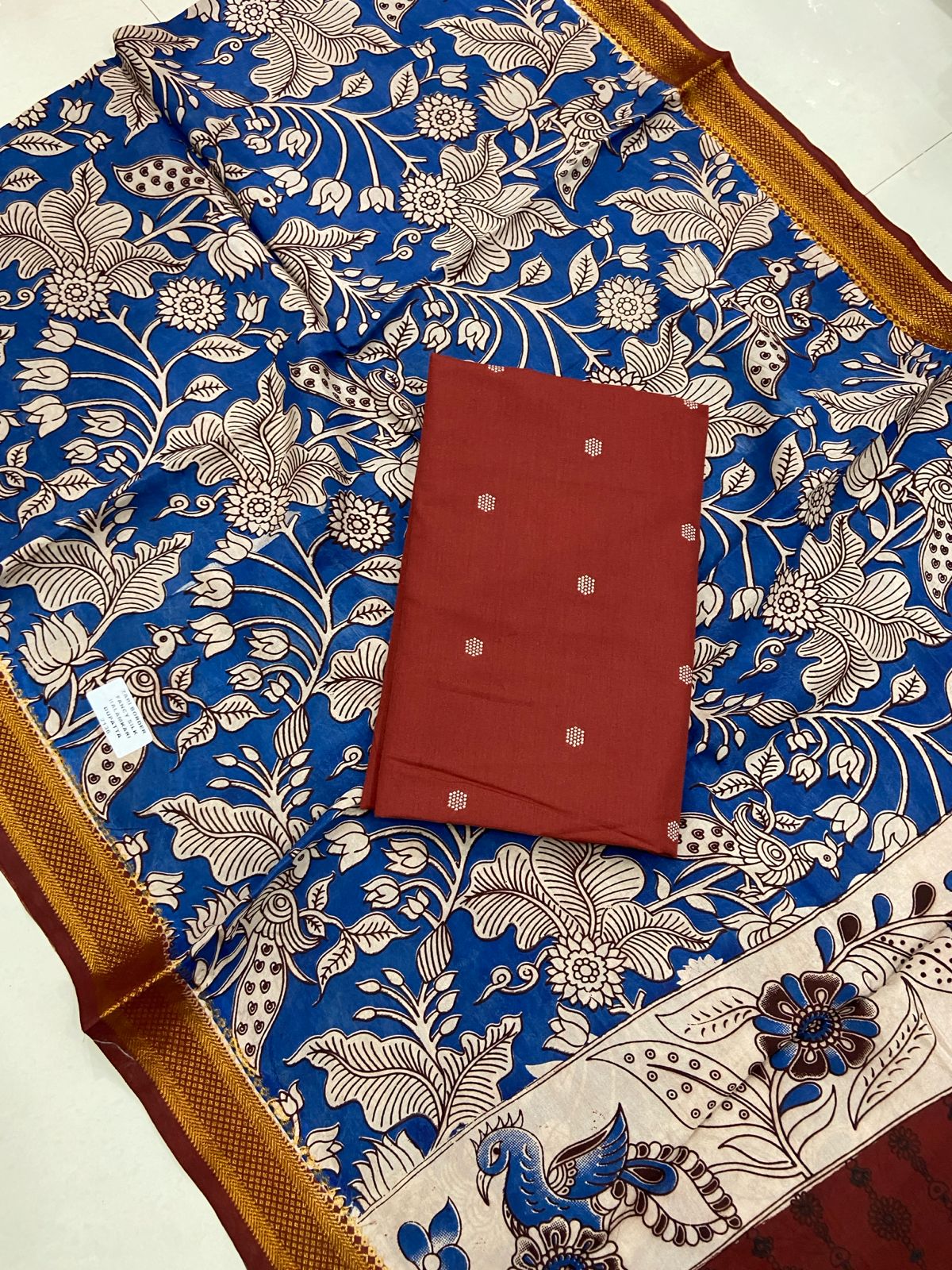 Ikat Kalamkari Dress Material Without Bottom-2pcs set