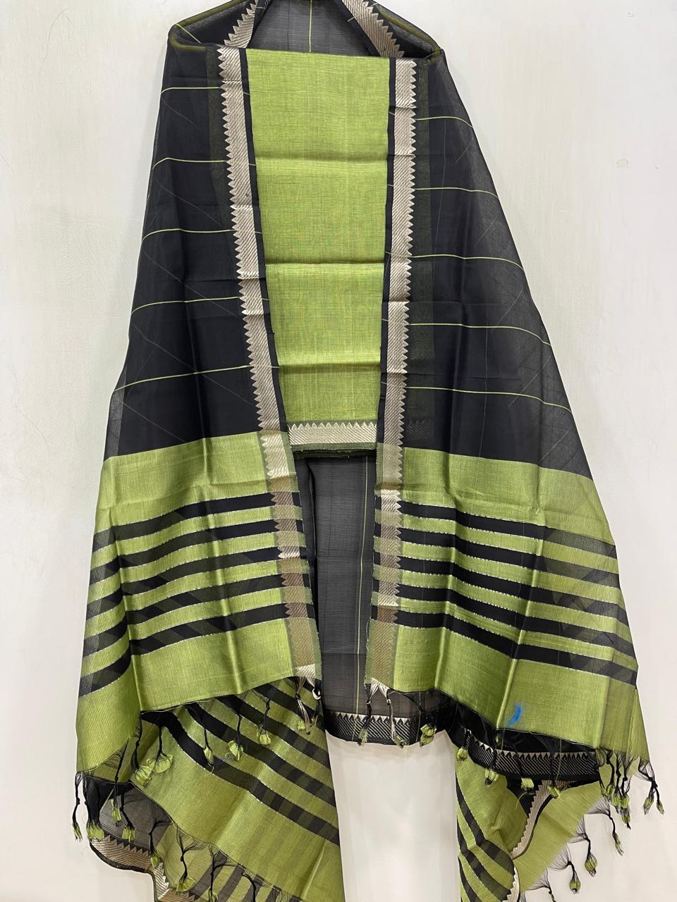 Mangalagiri Handloom Silk / Cotton Dress Material Without Bottom -2pcs Set