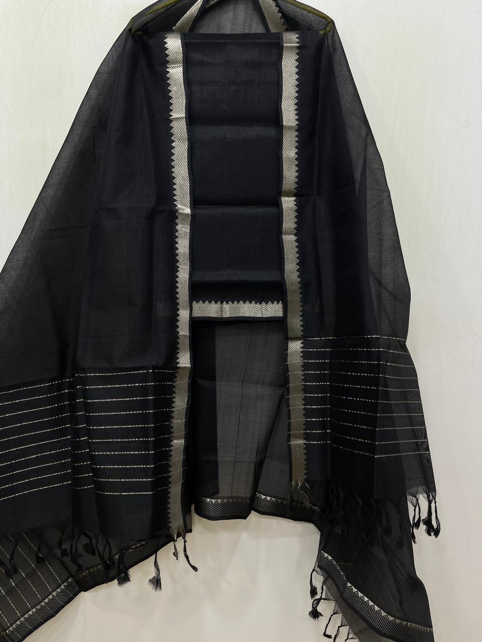 Mangalagiri Handloom Silk / Cotton Dress Material Without Bottom -2pcs Set