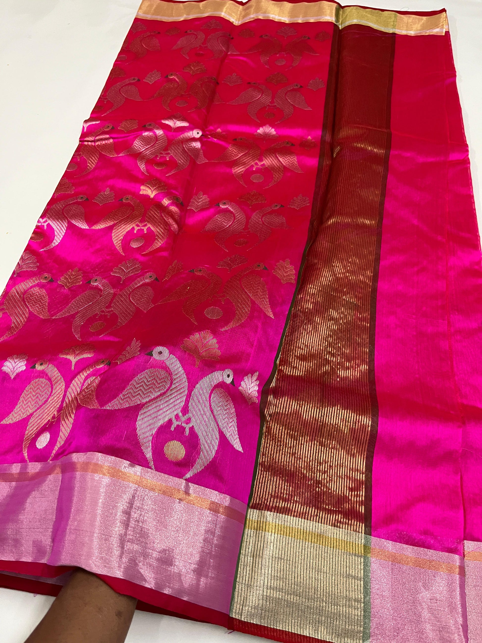 Chanderi Handloom Katan Pure Silk All Over Work Saree With Blouse
