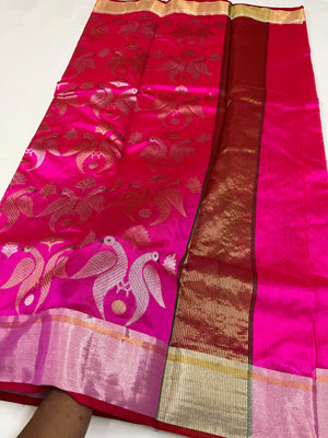Chanderi Handloom Katan Pure Silk All Over Work Saree With Blouse
