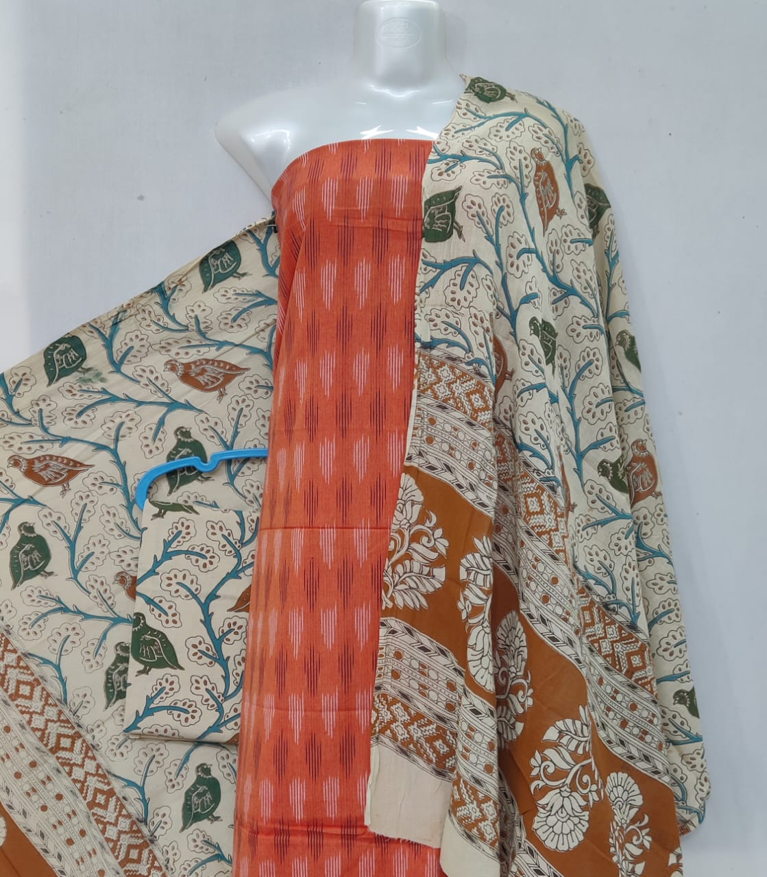 Kalamkari Ikat Cotton Dress Material -3pcs set