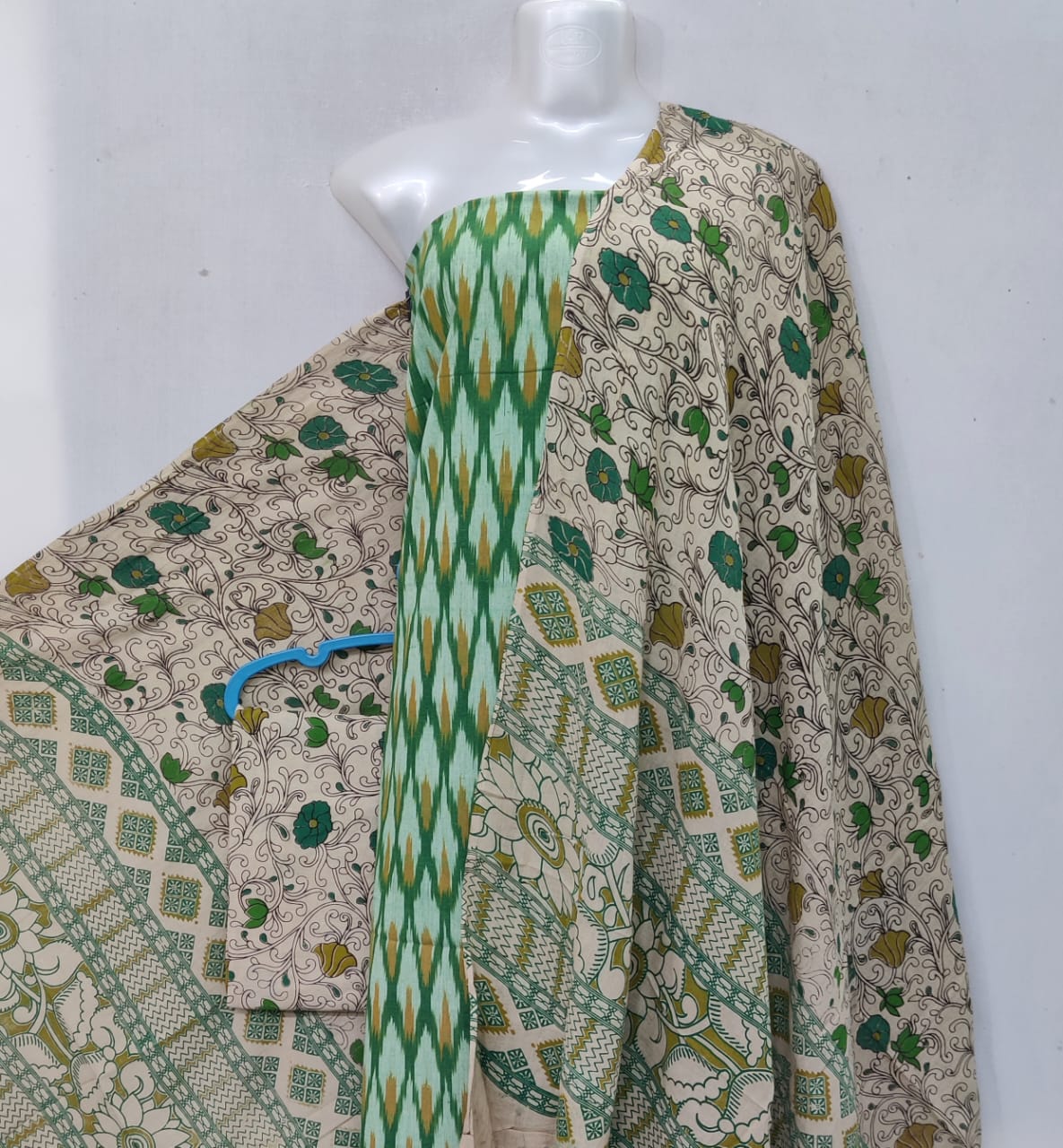 Kalamkari Ikat Cotton Dress Material -3pcs set