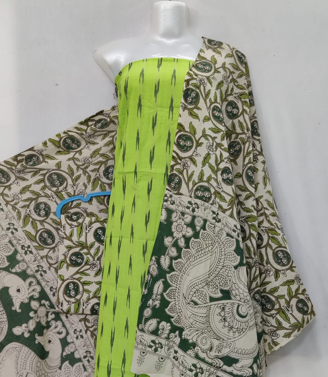 Kalamkari Ikat Cotton Dress Material -3pcs set