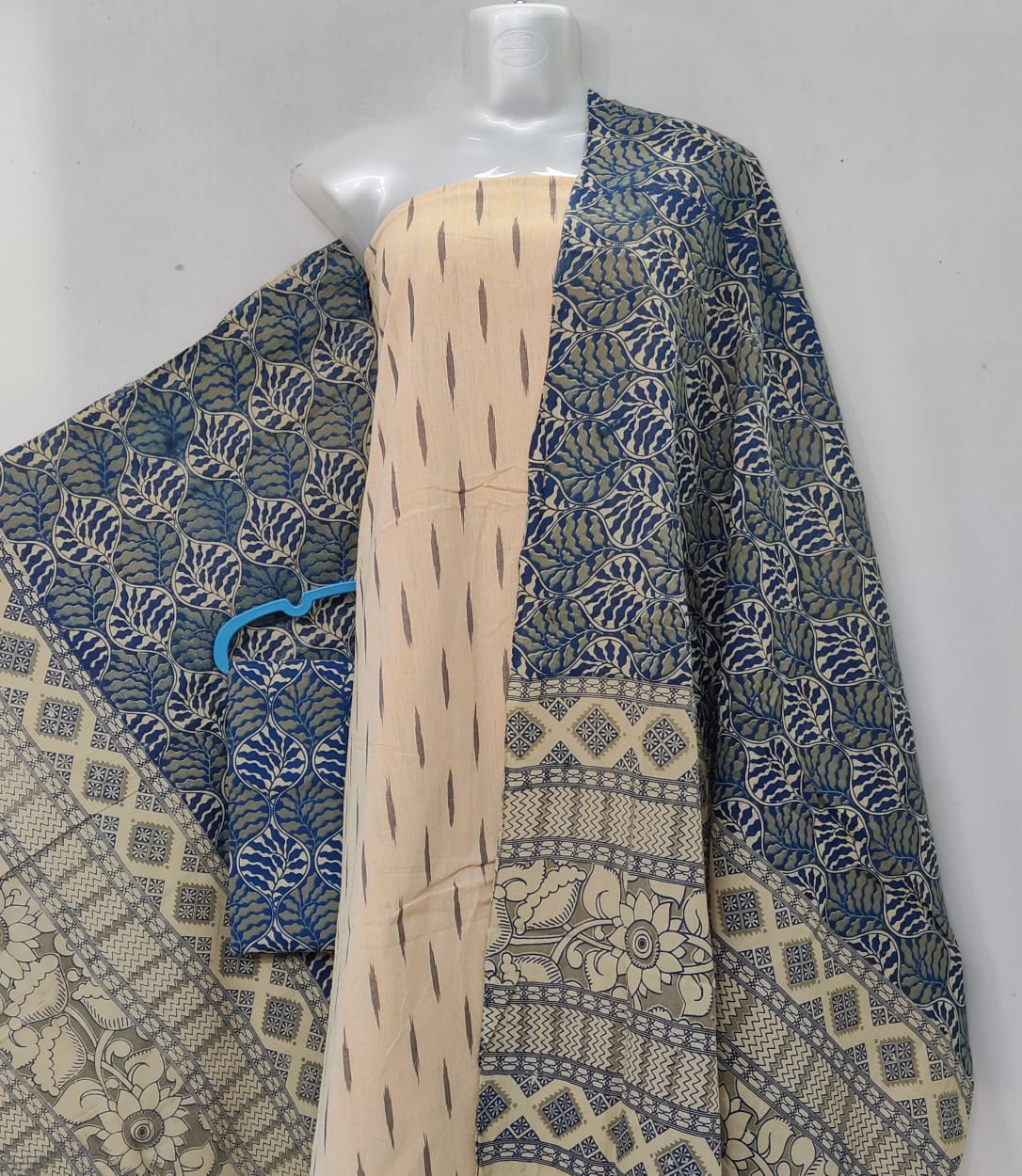 Kalamkari Ikat Cotton Dress Material -3pcs set