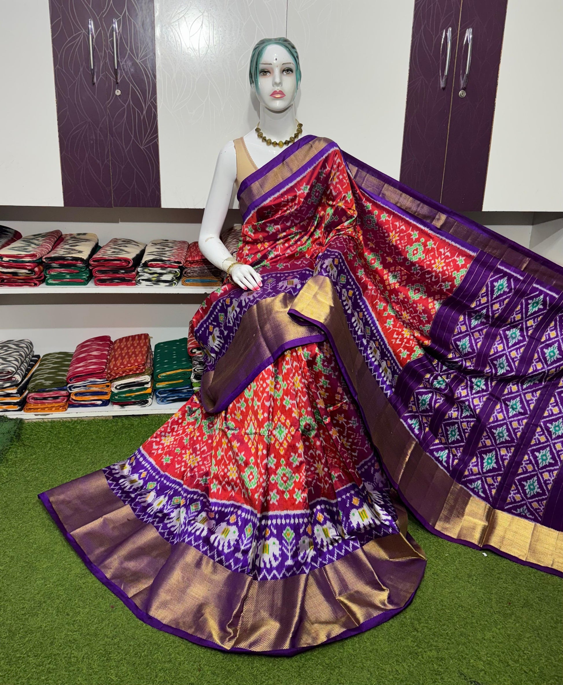 Pochampally Double Weaving Ikat Pure Silk Saree