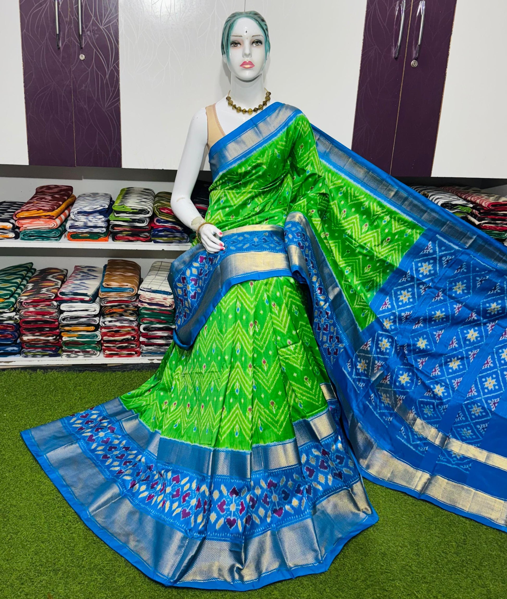 Pochampally Double Weaving Ikat Pure Silk Saree