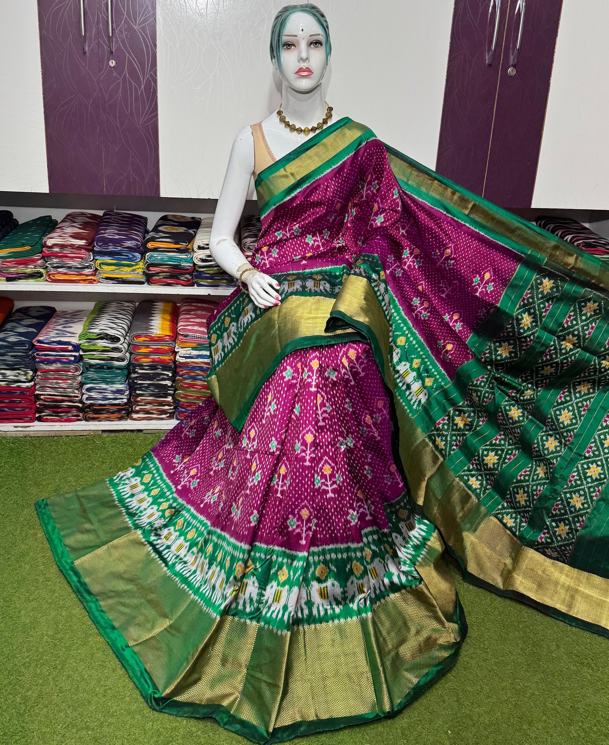 Pochampally Double Weaving Ikat Pure Silk Saree