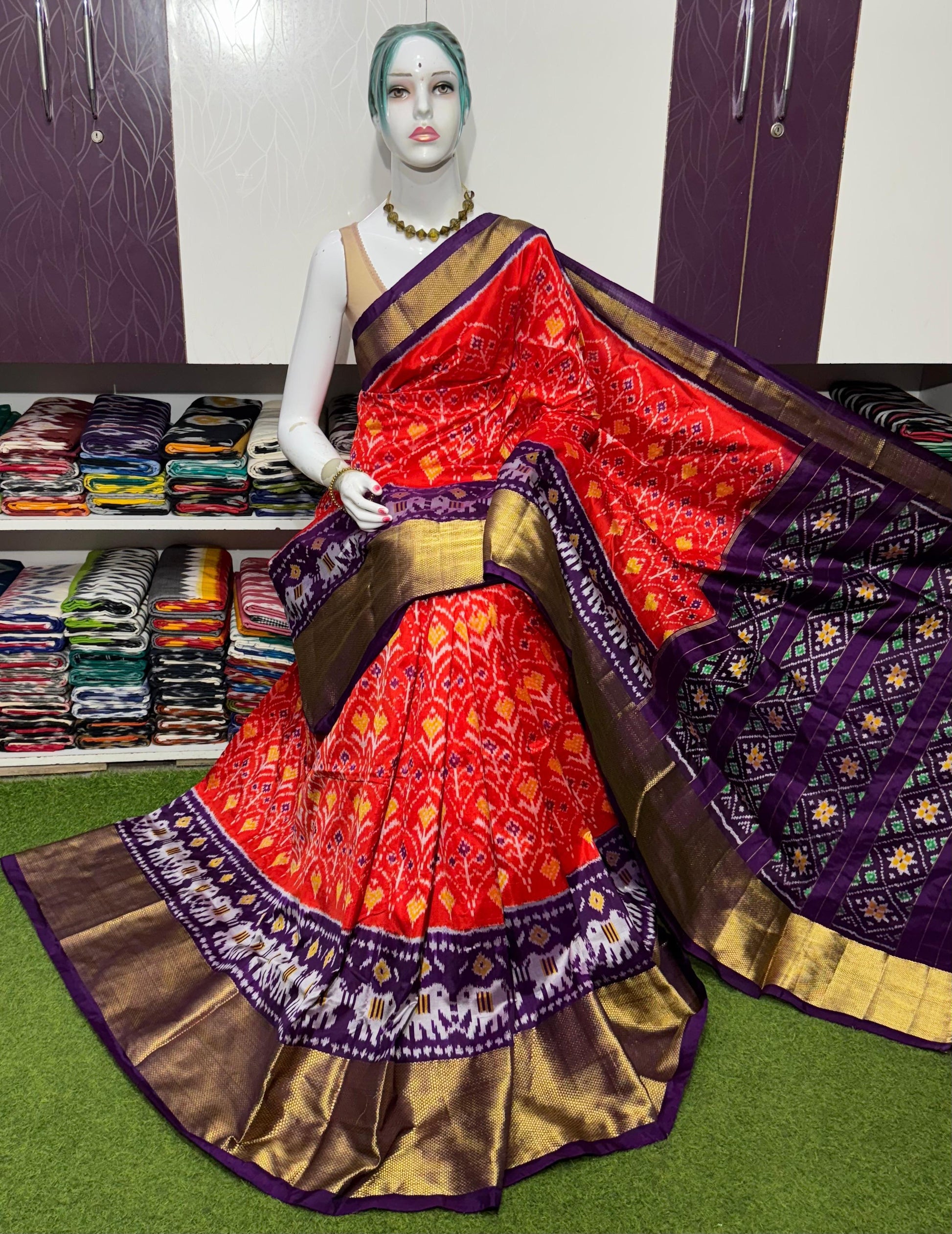 Pochampally Double Weaving Ikat Pure Silk Saree