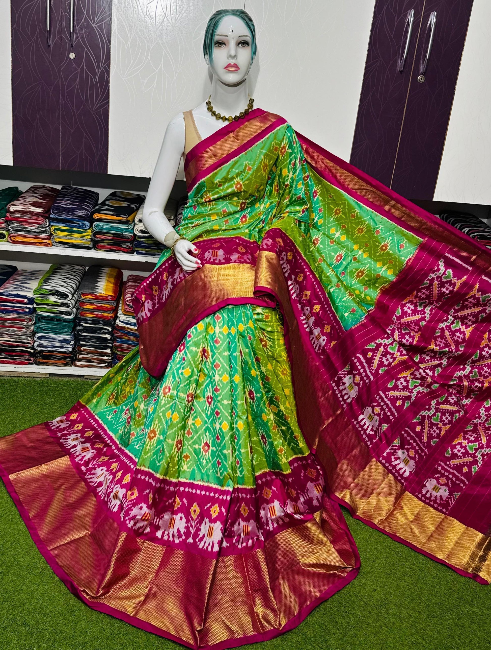 Pochampally Double Weaving Ikat Pure Silk Saree