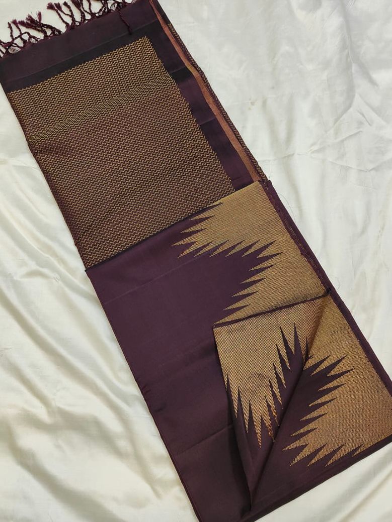 Kanchipuram Silk Zari Temple Turning Border Saree