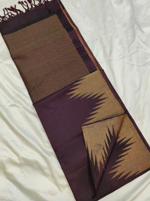 Kanchipuram Silk Zari Temple Turning Border Saree