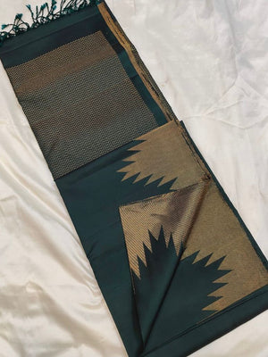Kanchipuram Silk Zari Temple Turning Border Saree