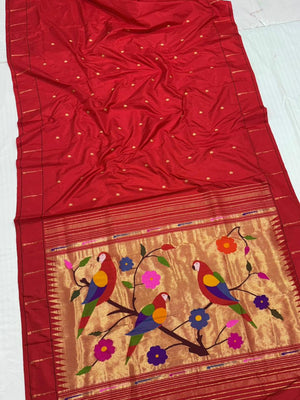 Single Muniya Paithani Pure Silk Coin Buttas Design Saree