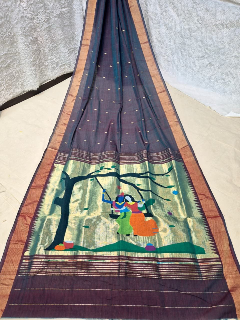 Paithani Handloom Cotton Patta Border Saree