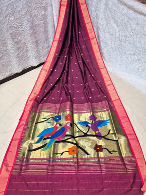Paithani Handloom Cotton Patta Border Saree