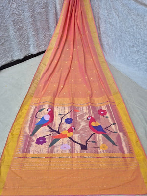 Paithani Handloom Cotton Patta Border Saree