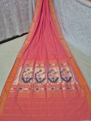 Paithani Handloom Cotton Patta Border Saree