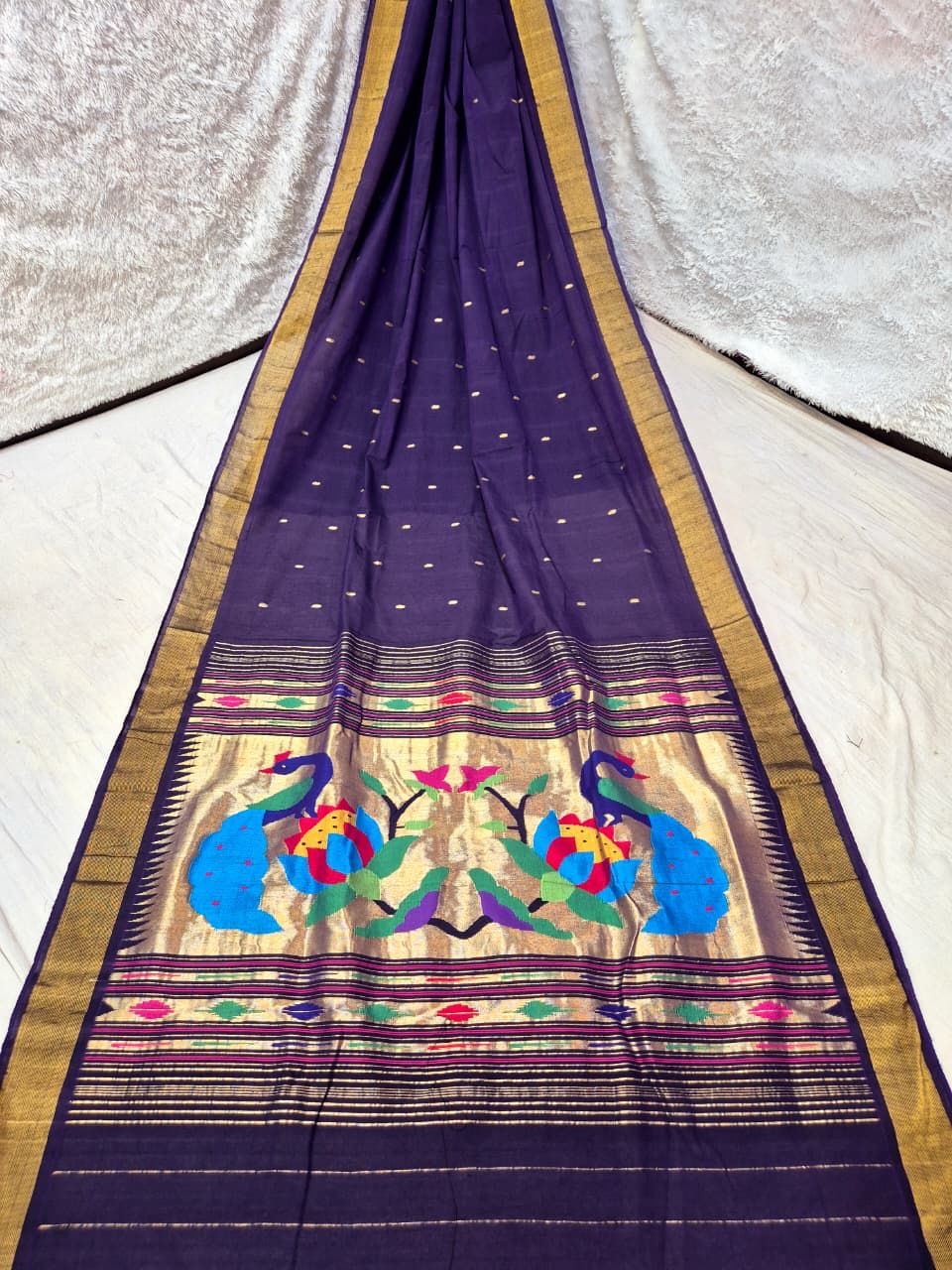 Paithani Handloom Cotton Patta Border Saree