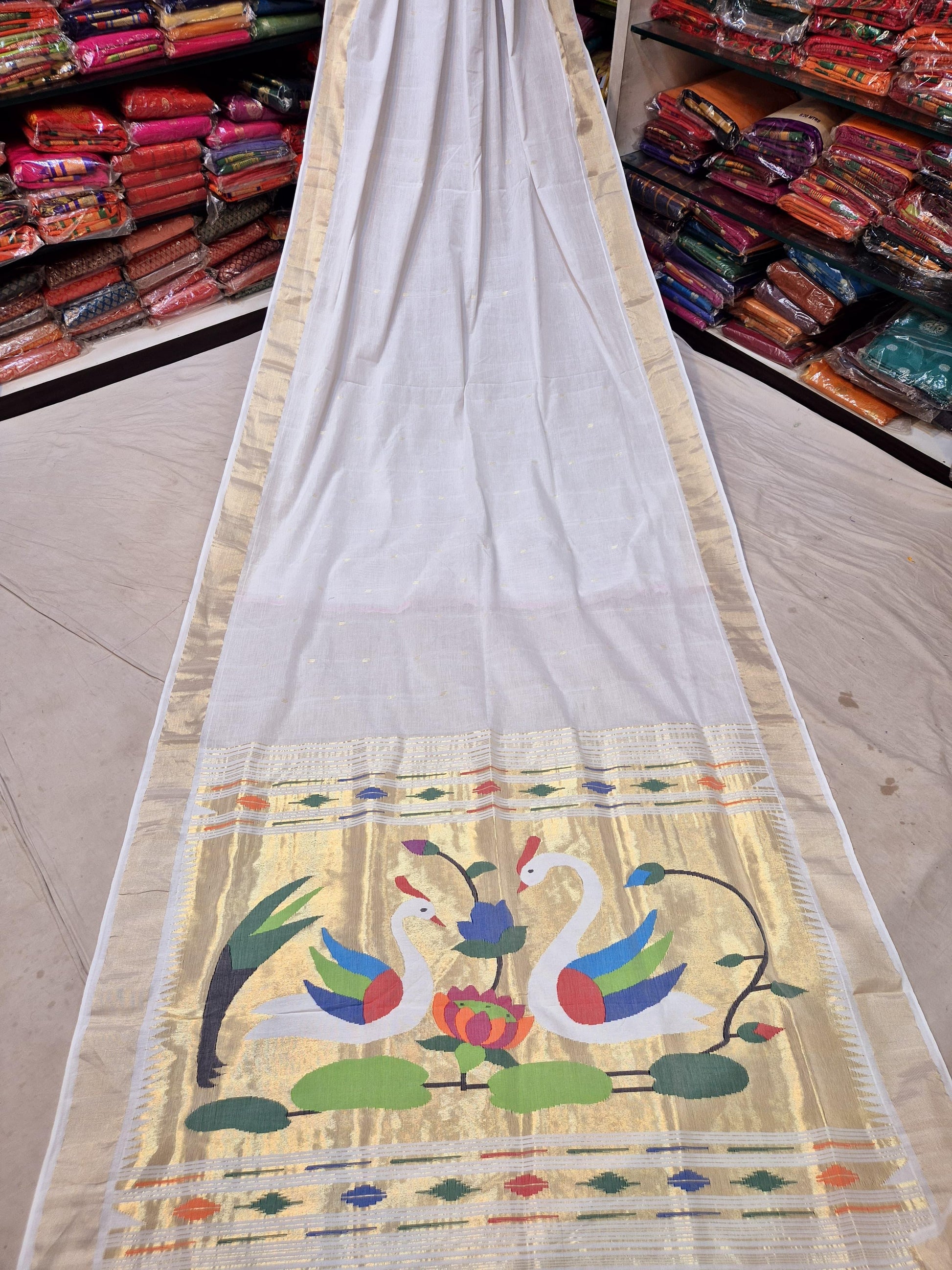 Paithani Handloom Cotton Patta Border Saree