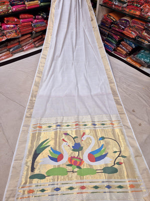 Paithani Handloom Cotton Patta Border Saree