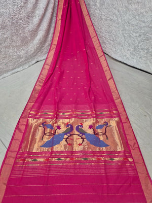 Paithani Handloom Cotton Patta Border Saree