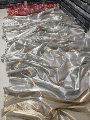 Chanderi Tissue Silk Meenakari Handwoven Motifs Saree