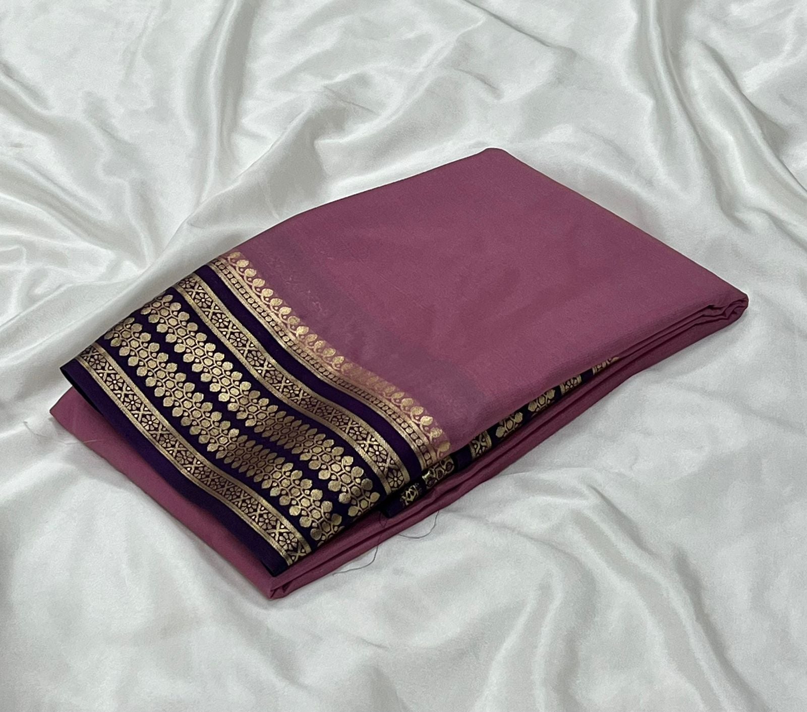 Semi Mysore Crepe Silk Saree With Blouse