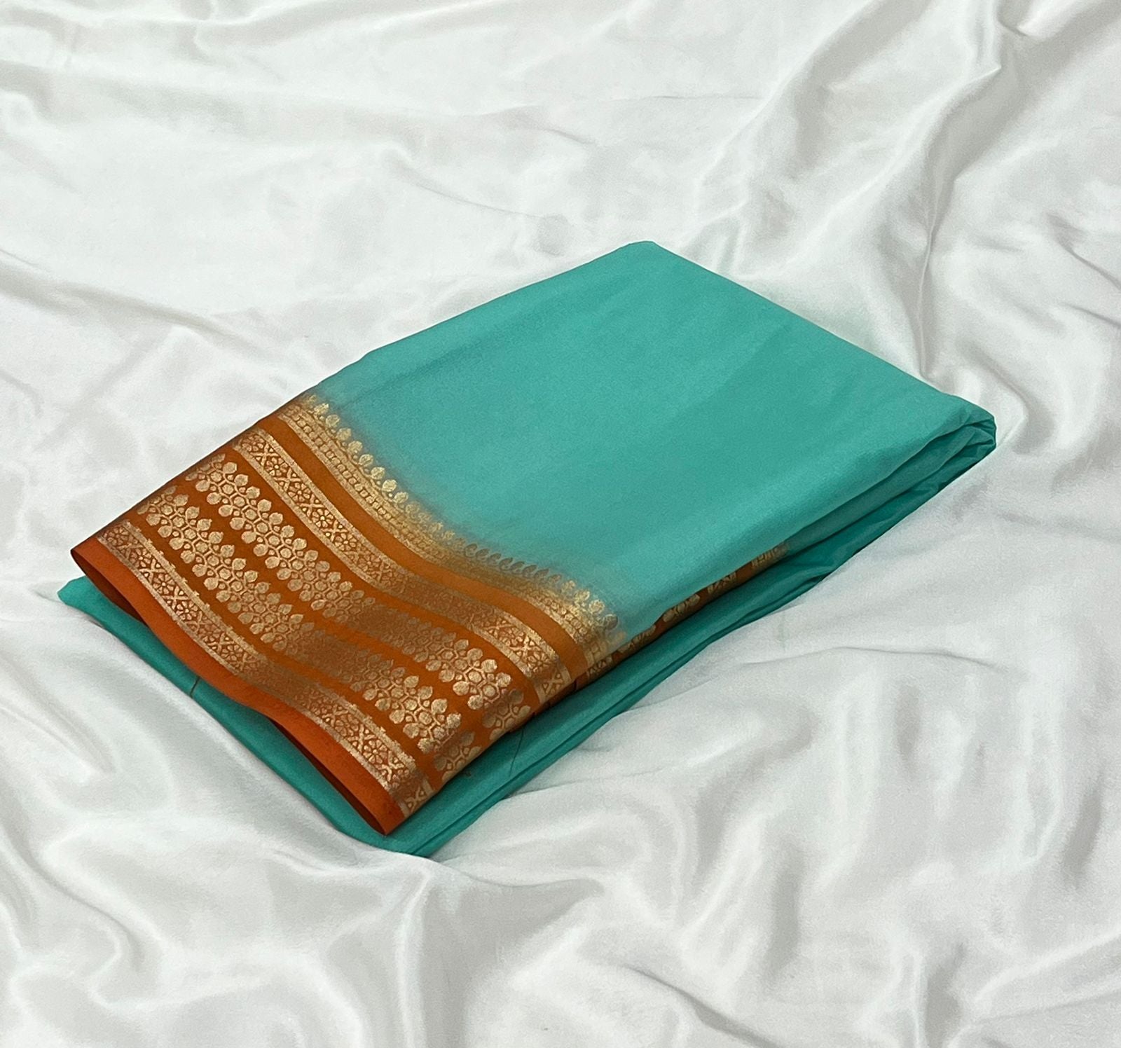 Semi Mysore Crepe Silk Saree With Blouse