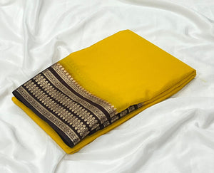 Semi Mysore Crepe Silk Saree With Blouse