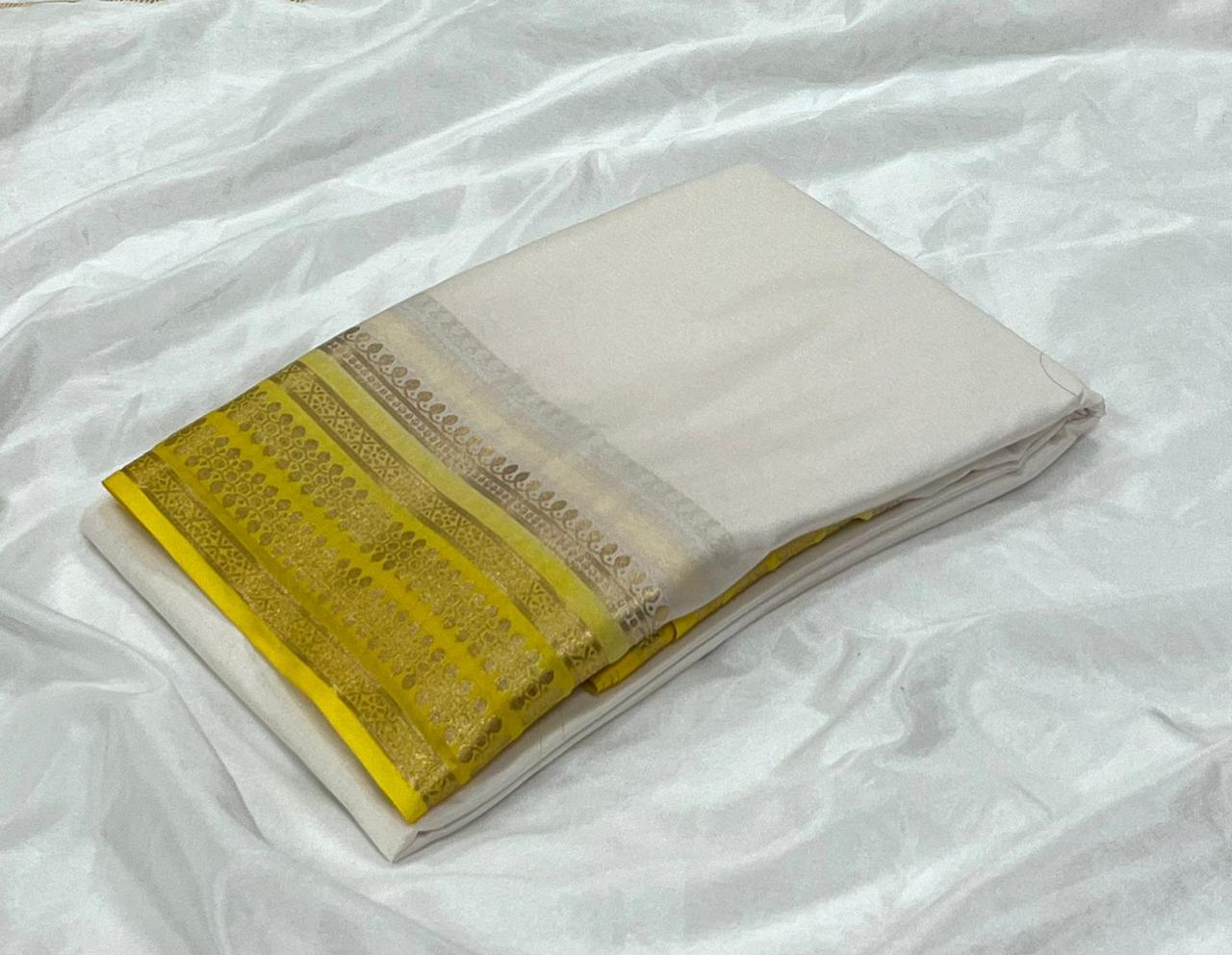 Semi Mysore Crepe Silk Saree With Blouse