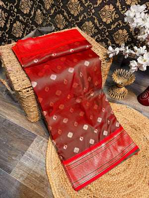 Paithani Shiny Soft Silk Maharani Kadiyal Border Saree With Blouse&nbsp;